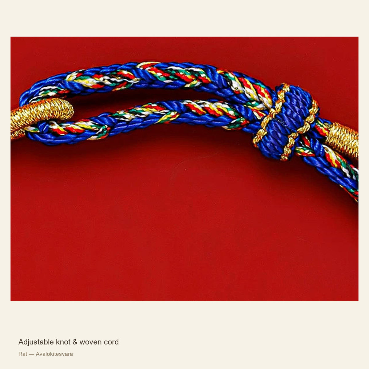 Zodiac Guardian Woven Cord Bracelet — Adjustable knot & woven cord; Rat — Avalokitesvara #Design_Rat — Avalokitesvara