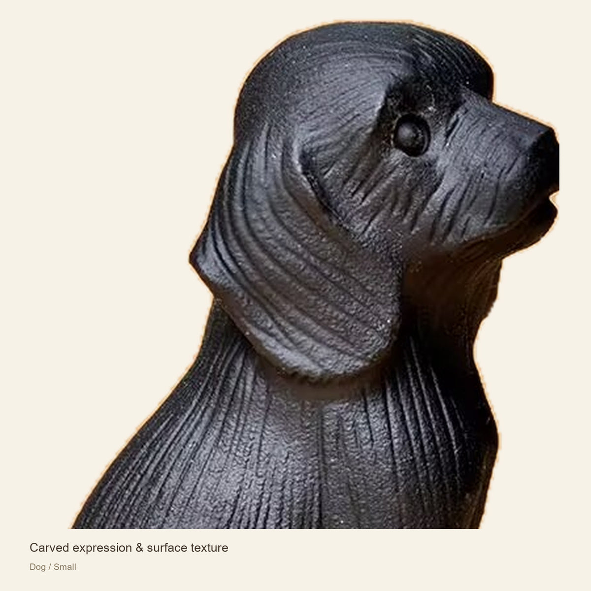 Black Obsidian Chinese Zodiac Figurine — Carved expression & surface texture; Dog / Small #Design_Dog / Small