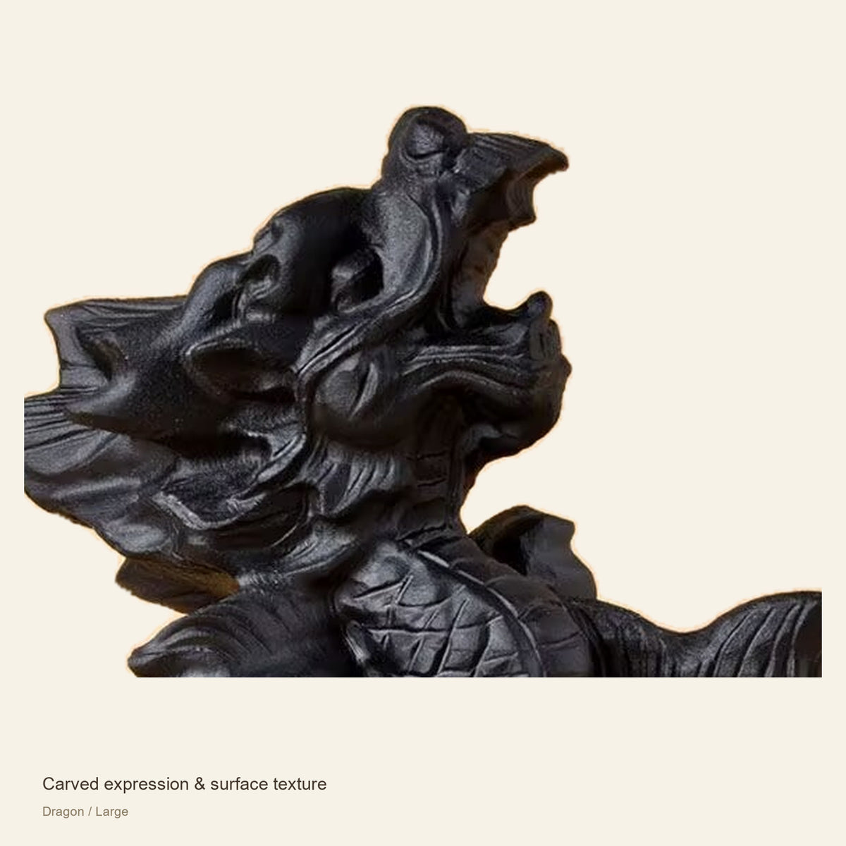 Black Obsidian Chinese Zodiac Figurine — Carved expression & surface texture; Dragon / Large #Design_Dragon / Large