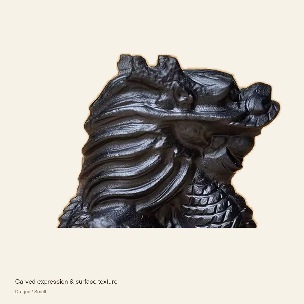 Black Obsidian Chinese Zodiac Figurine — Carved expression & surface texture; Dragon / Small #Design_Dragon / Small