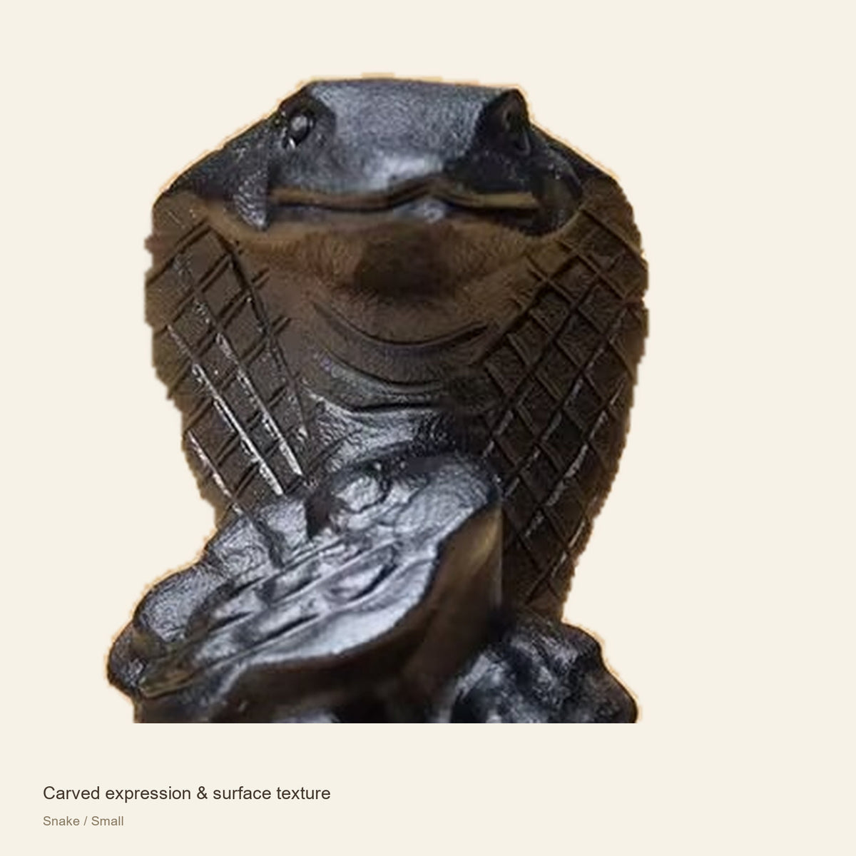 Black Obsidian Chinese Zodiac Figurine — Carved expression & surface texture; Snake / Small #Design_Snake / Small