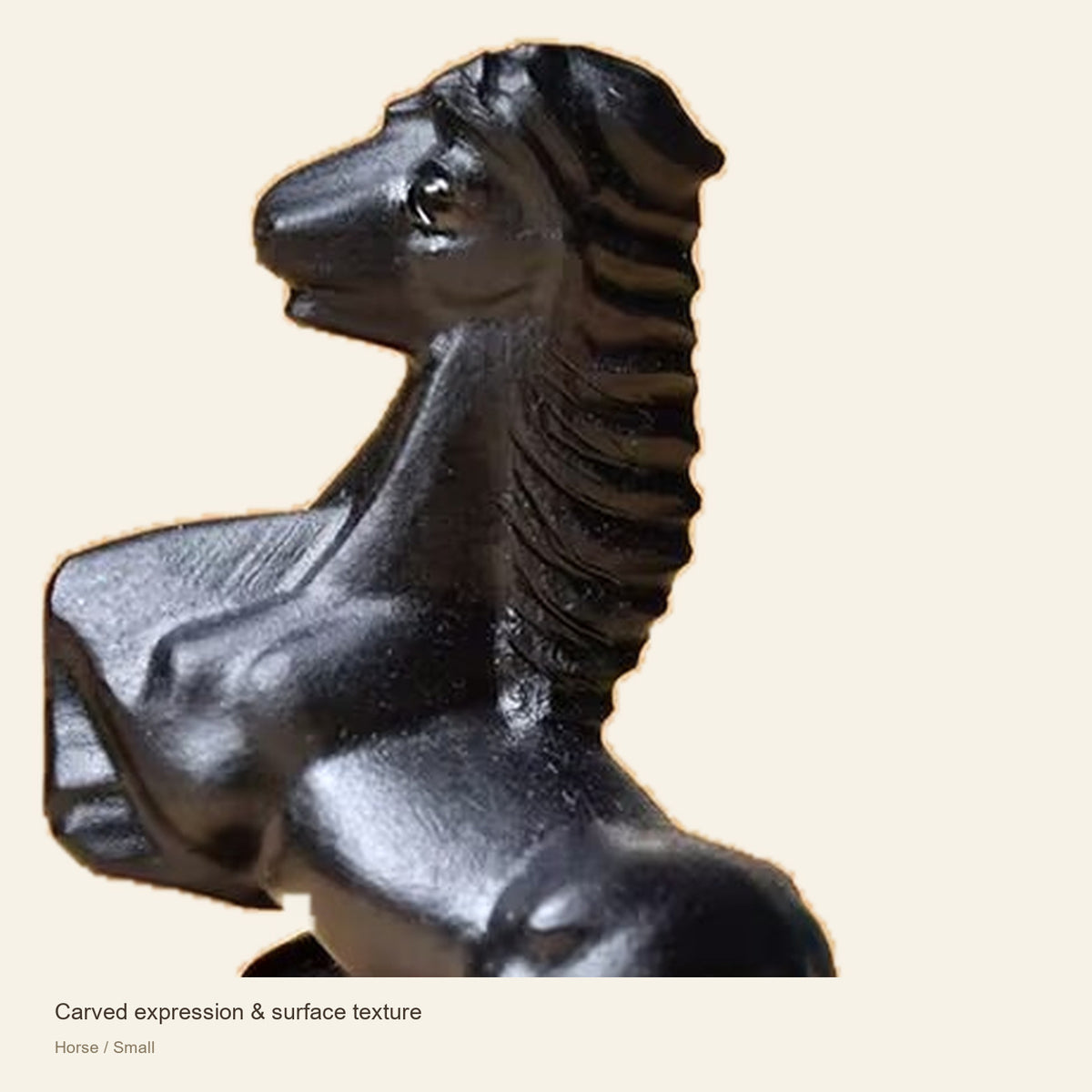 Black Obsidian Chinese Zodiac Figurine — Carved expression & surface texture; Horse / Small #Design_Horse / Small