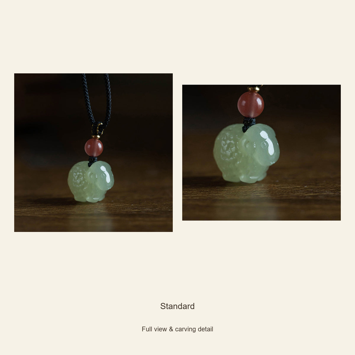 Hetian Jade Goat Pendant Necklace — Standard, design and material view
