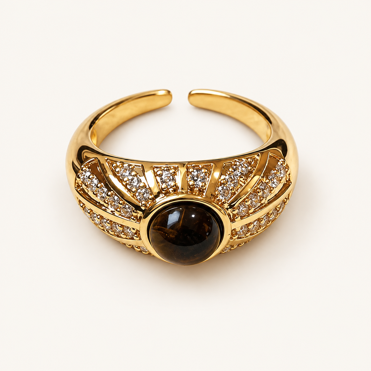 Women's Tiger Eye Ring on an ivory background