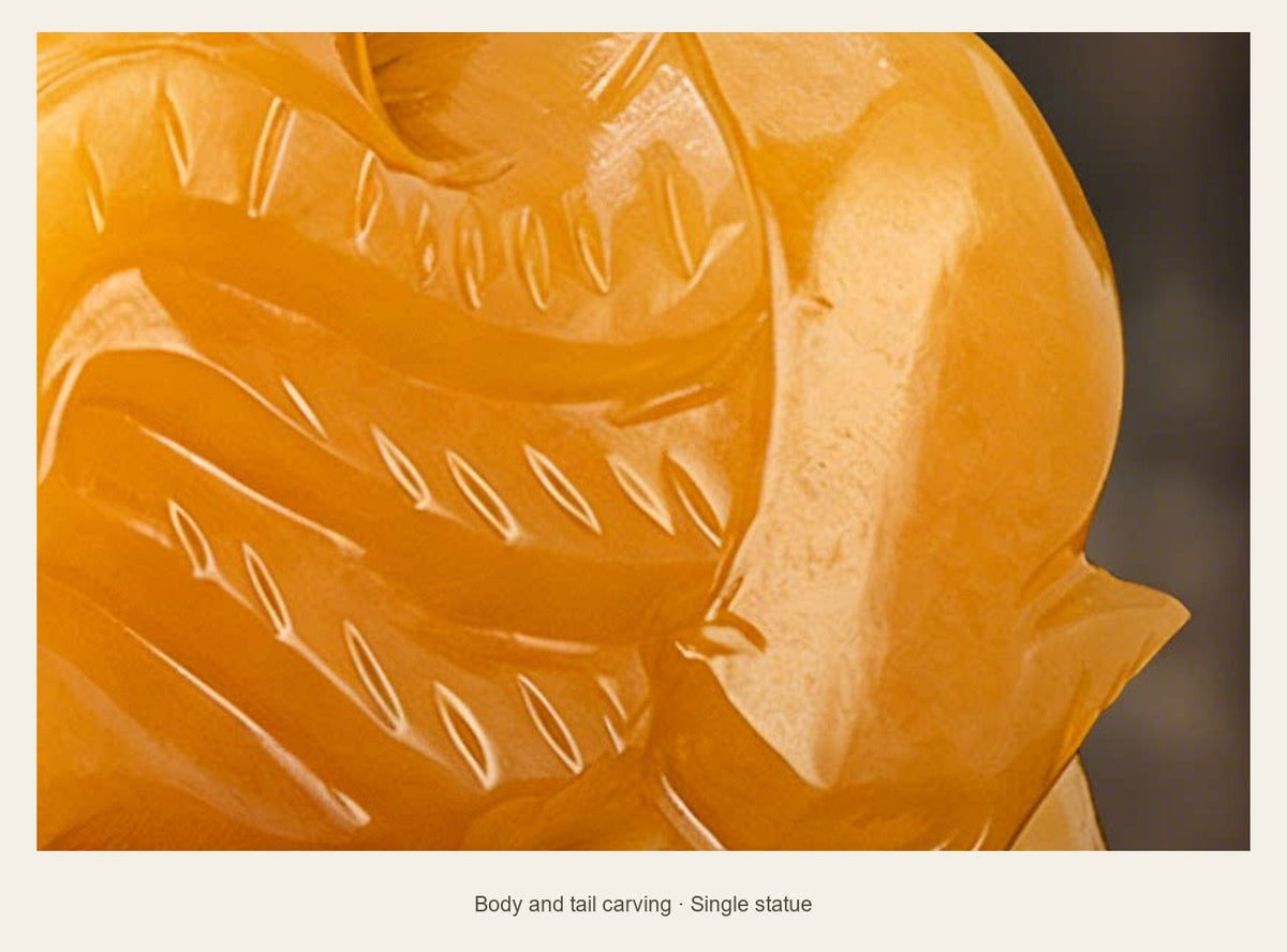 Yellow Stone Pixiu Statue — 10 cm — body and tail carving (Single statue)